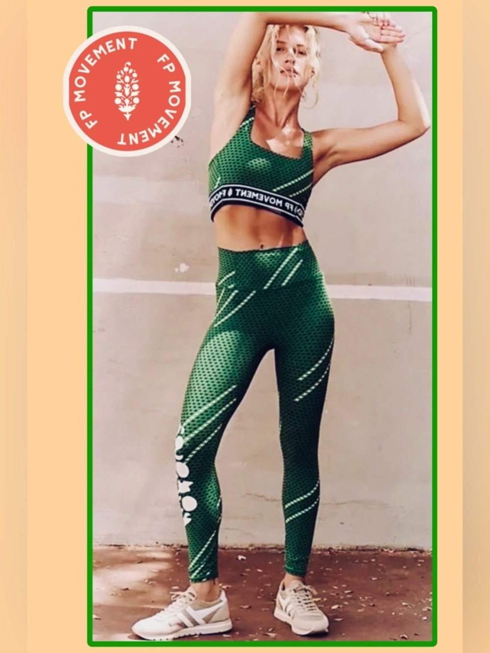 NWOT Free People Movement Never Better Logo Leggings XS Green